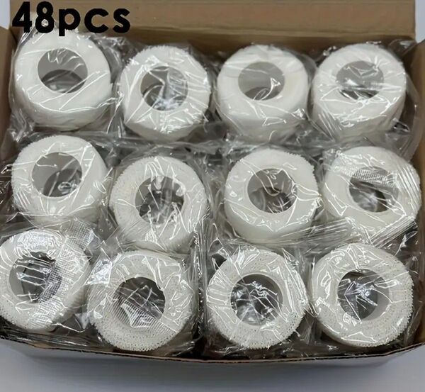 未使用♪ 48個入り 弾性粘着包帯テープ 通気性自己粘着アスレチックテープロール 手首や足首などのサポートに ペットにも