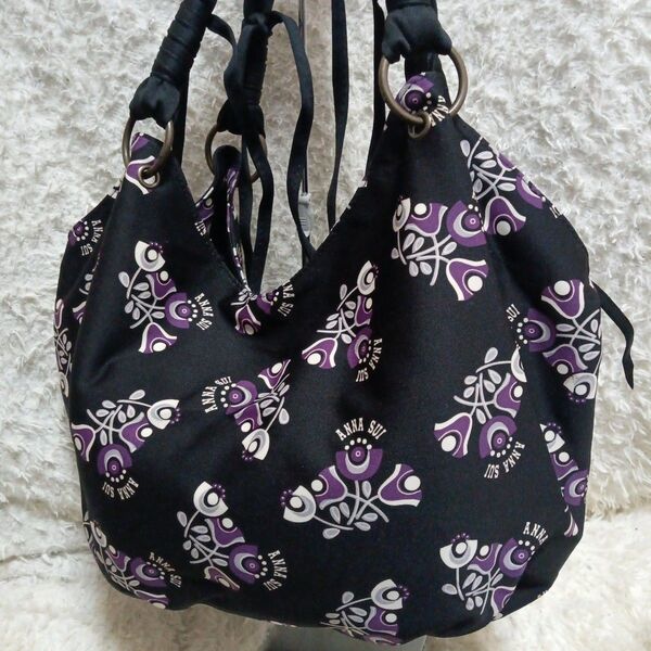 ANNA SUI アナスイ ハンドバック 花柄 ブラック リング 2way