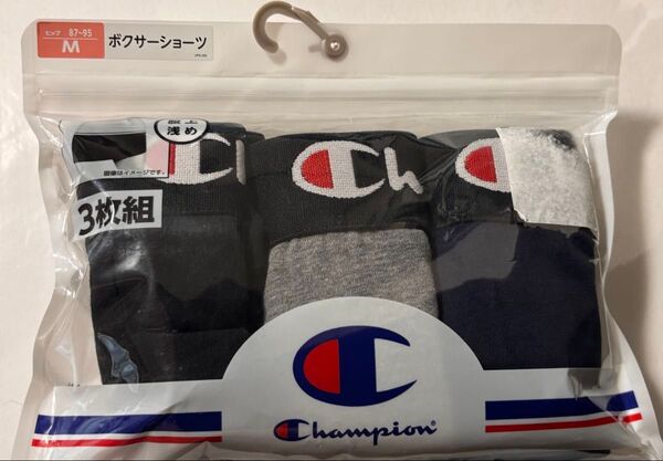 Champion ボクサーショーツ レディース Mサイズ 綿95% 3枚組 未開封 未使用股上浅め グレー入り