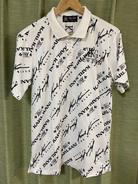 カールカナイ Karl Kaniゴルフウェア ポロシャツ 総柄 サイズ L カットソー トップス 半袖ポロシャツ ゴルフウェア