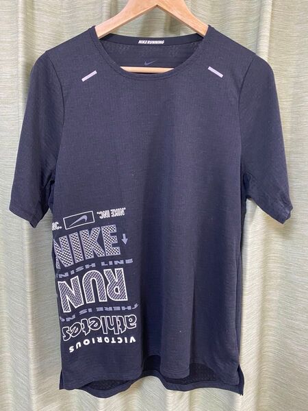 NIKE ナイキ RUNNING ランニング用 Tシャツ ブラック DRI-FIT サイズL 半袖 Tシャツ