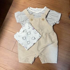 西松屋 ベビー服 3点セット 80サイズ ベージュ系