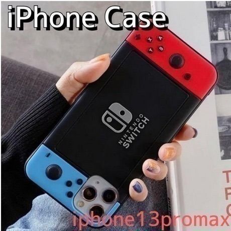 【iPhone13promax用】オシャレ iphoneカバー レッド×ブルー