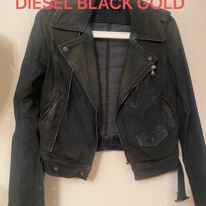 【DIESEL BLACKGOLD】ダークグレー ライダースジャケット ブラック