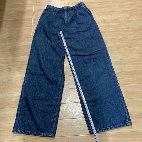 ユニクロ デニム ワイドパンツ Sブルー レディース