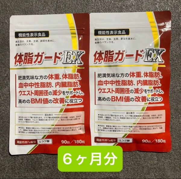 ⑧体脂ガードEX 6ヶ月分 肥満気味な方の体重体脂肪、血中中性脂肪、内臓脂肪、ウエスト周囲径の減少をサポートし高めのBMI値の改善