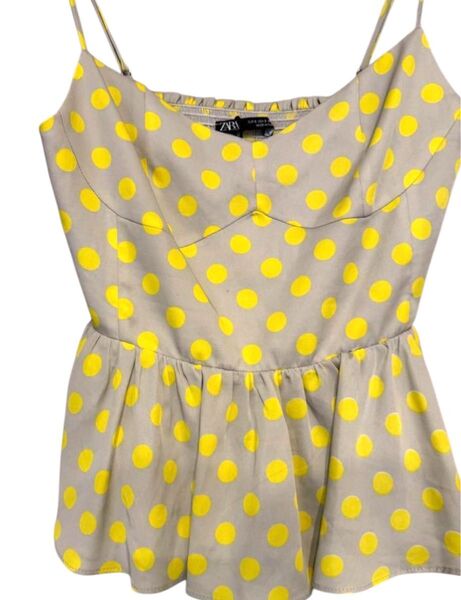 【美品】 ZARA ドット柄へプラム ビスチェキャミソール