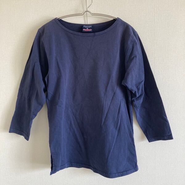 EDIFICE 七分袖Tシャツ ネイビー M コットン100%