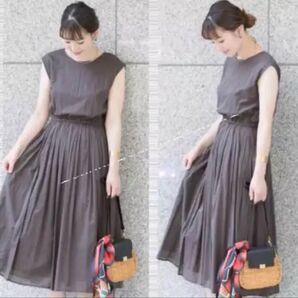 アーバンリサーチ ロッソ UR ROSSO インド綿ウエストギャザーワンピース 超美品 ロング 値下