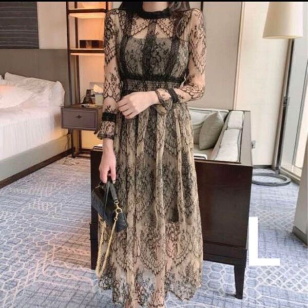 5/31までオケージョンドレスロングワンピース結婚式 演奏会 発表会 ドレス L