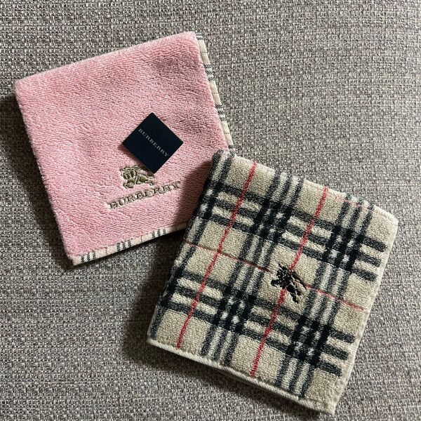 【新品】 BURBERRY バーバリー タオルハンカチ 2枚セット ピンク ベージュ チェック