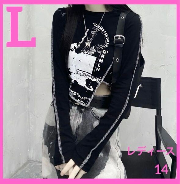 【即日発送】 ショート丈 長袖Tシャツ レディース tシャツ トップス ダンス服