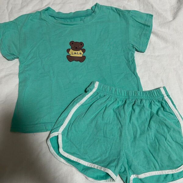 ベビー服セットアップ Tシャツ ショートパンツ クマ グリーン 90サイズ 男の子 女の子
