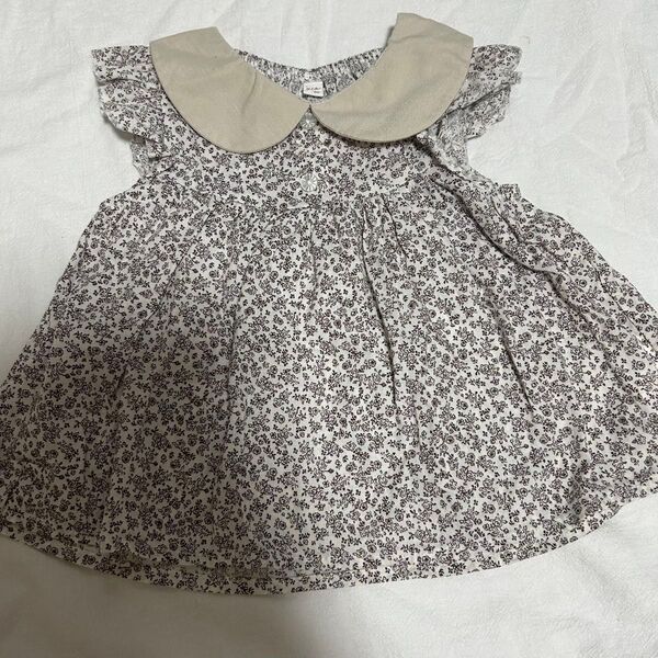 ベビー服 女の子 小花柄 丸襟 80 トップス