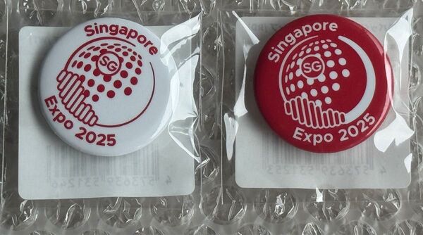 大阪・関西万博★シンガポール パビリオンスタンプ柄 缶バッジ バッヂ バッチ 会場限定 SINGAPORE EXPO2025