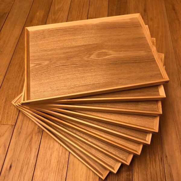 【難あり】長方形の木製トレー 30x42x2cm9枚セット新品 木のトレー カフェトレー 角盆 四角いお盆 木のお盆