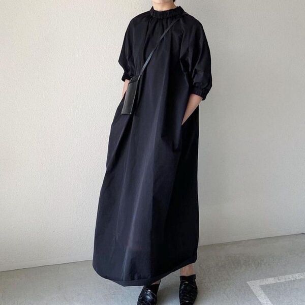3L 紺 ロングワンピース レディース 韓国 大きいサイズ シャツワンピ 大人可愛い服 春 コーデ 五分袖 半袖