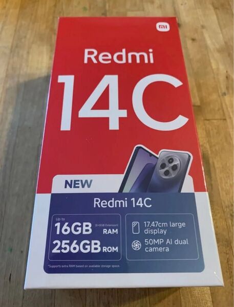 新品未開封 シャオミ(Xiaomi) Redmi 14C 8GB+256GB SIMフリー 透明スマホケース 箱 急速充電付き
