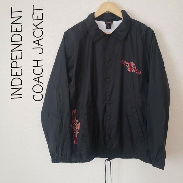 Independent コーチジャケット アイアンクロス ブラック×レッド メンズ アウター Lサイズ