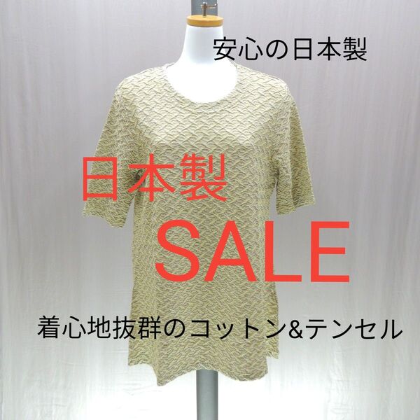 iwr5072◆日本製◆ミセスカットソー◆クルーネックカットソー チュニック丈◆コットンテンセル素材