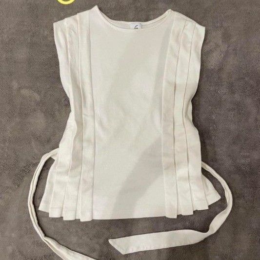 ロク バックリボン サイドプリーツ カシミヤ ノースリーブカットソー