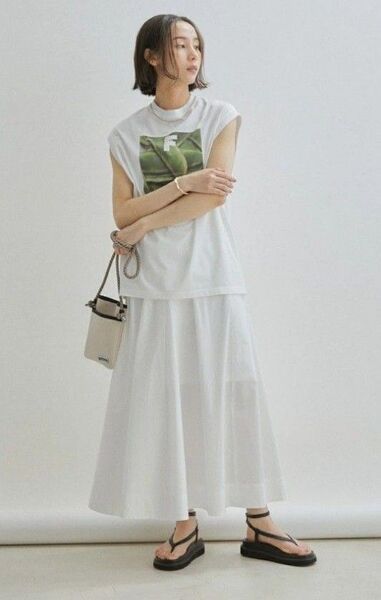 SALON adam et rope白ギャザースカート美品ペチコート付き