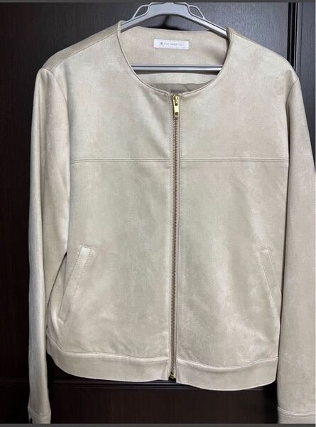 THE SHOP TK ノーカラージャケット ベージュ