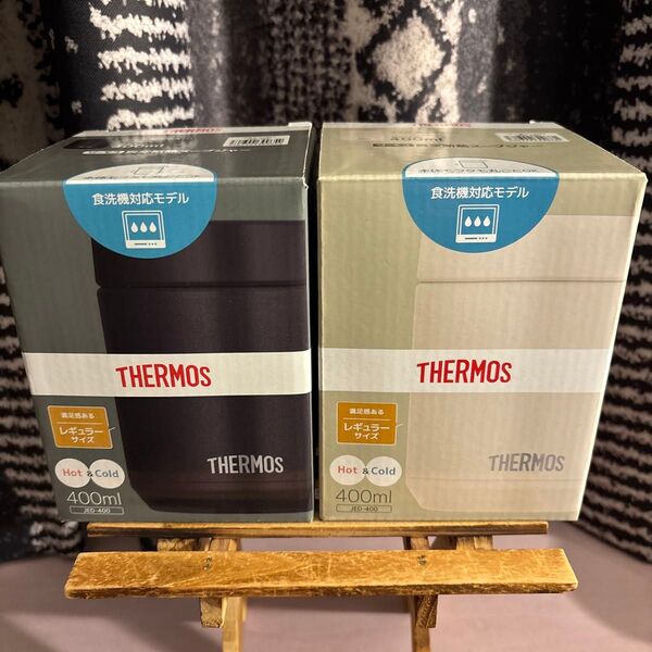 未使用 サーモス 真空断熱スープジャー 400ml JED-400 アイボリー&ブラック
