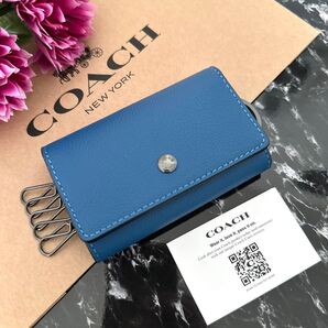 新品 COACH コーチ キーケース ブルー メンズ レディース