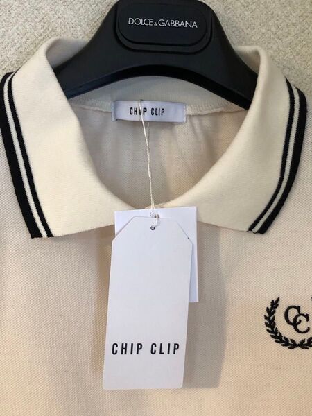 CHIP CLIP ポロシャツ 新品未使用 タグ付き オフホワイト 刺繍ロゴ