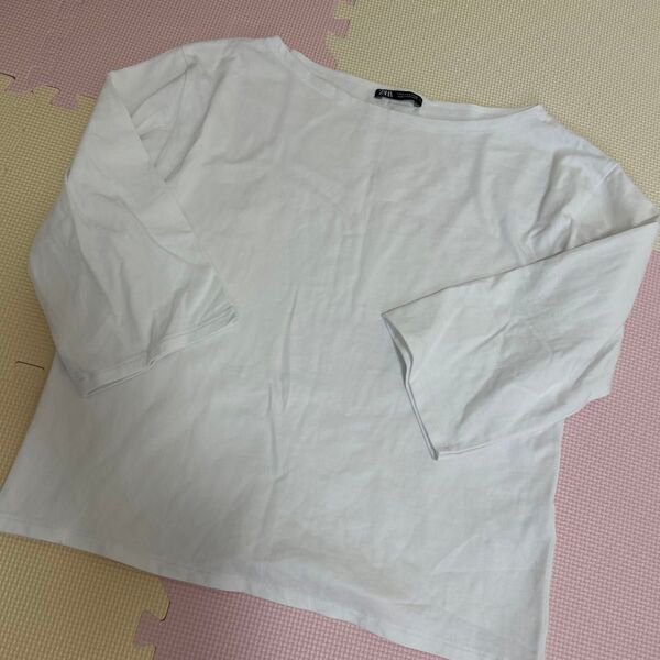 ZARA 7分丈 白 Tシャツ