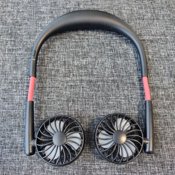 【美品】ネックツインファン 首掛け扇風機 HE-NTF001B ヒロ・コーポレーション USB扇風機 ネックファン ハンディファン