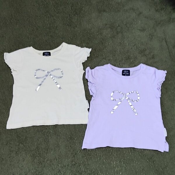 petit main 半袖tシャツ 90cm 子供服 キッズ 女の子 夏服 プティマイン 2枚 まとめ売り