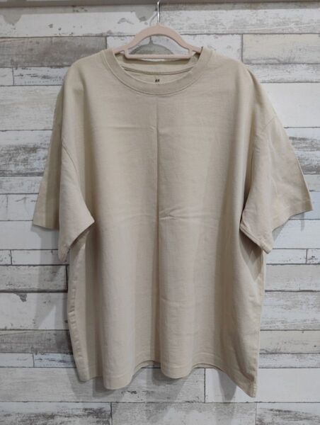h&m 半袖Tシャツ LOOSE FIT メンズ 半袖 シャツ tシャツ Lサイズ ベージュ