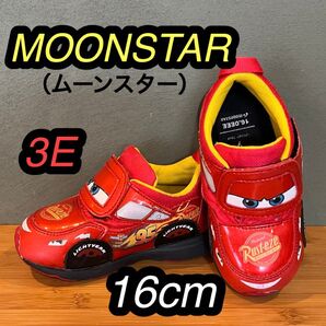 ムーンスター カーズ スニーカー 16㎝ 3e ライトニングマックイーン レッド 赤 Disney ディズニー ピクサー 幅広目