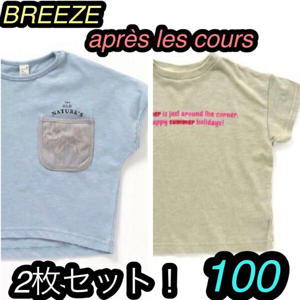BREEZE ブリーズ アプレレクール 半袖 Tシャツ カットソー トップス 昆虫 ロゴ ブルー 水色 カーキ ベージュ 100