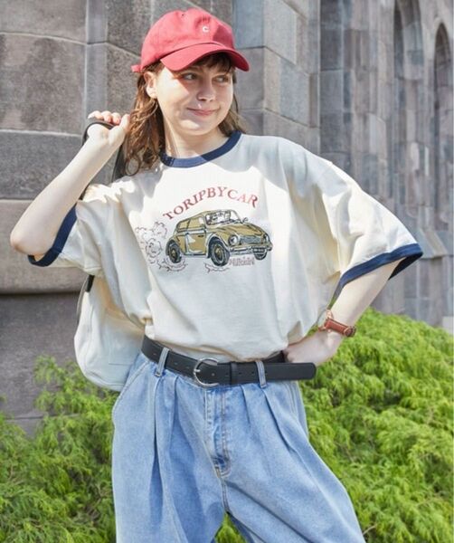 モノマート ヴィンテージライク アソートプリント リンガー半袖Tシャツ 定価¥3,850