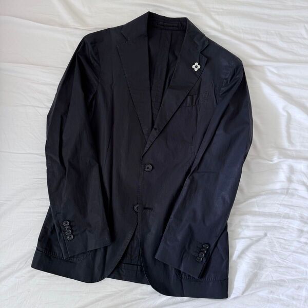 特価 LARDINI 44 定価9万 テーラードジャケット ネイビー スーツ 紺 easy wear イージーウェア パッカブル