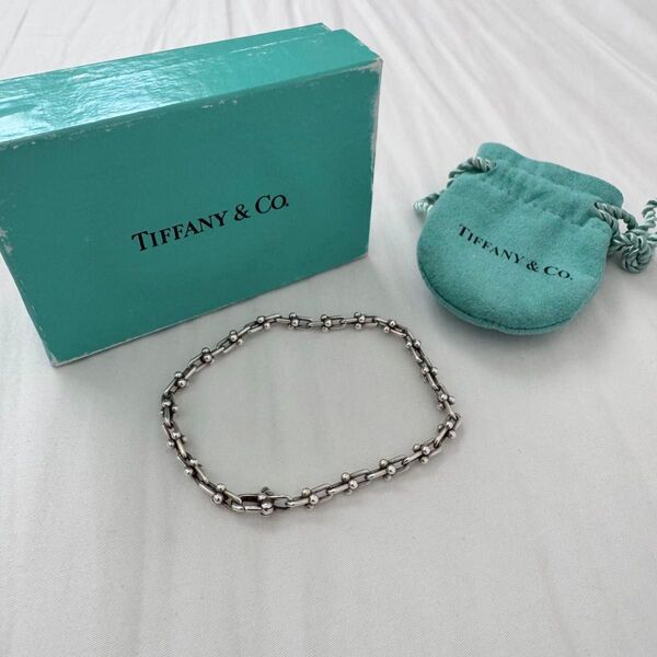 正規美品 Tiffany ハードウェア ブレスレット 17cm SV925 希少 ティファニー シルバー アクセサリー チェーン