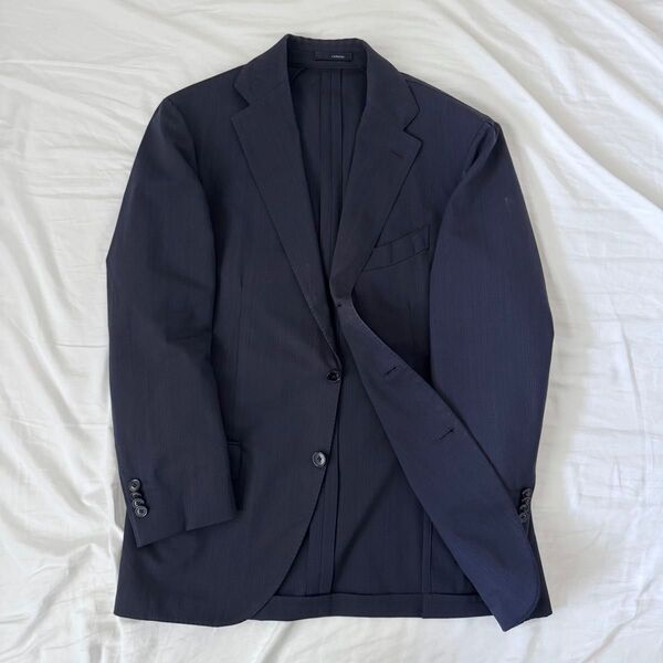 格安 LARDINI テーラードジャケット 最高峰 48 ネイビー ビジネス メンズ ストライプ ラルディーニ イタリア製