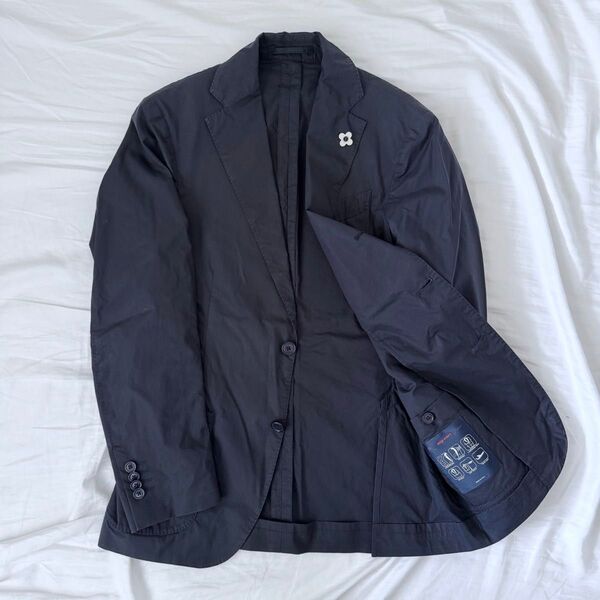 特価 LARDINI 44 定価9万 テーラードジャケット ネイビー スーツ 紺 easy wear イージーウェア パッカブル