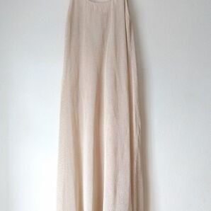 Ally by w closet メッシュ編み ワンピース ロング ベージュ キャミワンピース