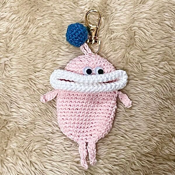 ★043★ハンドメイド handmade リトルモンスター パクパクモンスター キーケース 心臓が飛び出す ハートチャーム ピンク