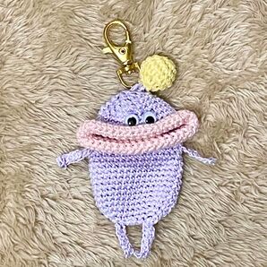 ★045★ハンドメイド handmade リトルモンスター パクパクモンスター キーケース 心臓が飛び出す ハートチャーム 紫