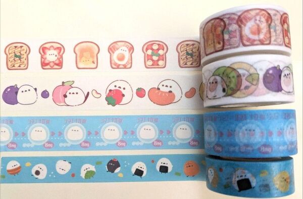 【切り売り】シマエナガマスキングテープ② 4種類50cmずつ【1012】