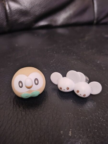 ポケピースフェイスリングマスコット モクロー、ワッカネズミ2個セット ガチャ