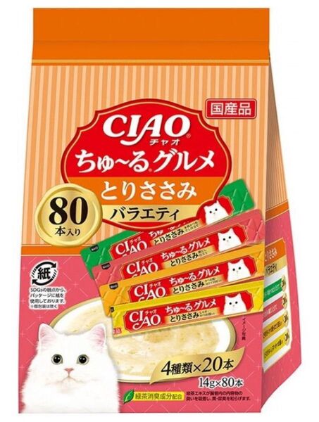 いなばペットフード CIAO ちゅ〜る とりささみグルメバラエティ 14g×80本