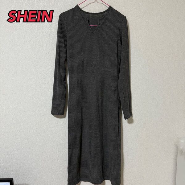 【最終値下げ】SHEIN DAZY リブニット ノッチネックライン ワンピース