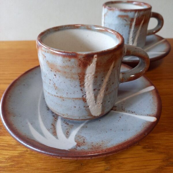 美濃焼き鼠志野コーヒーカップ2客