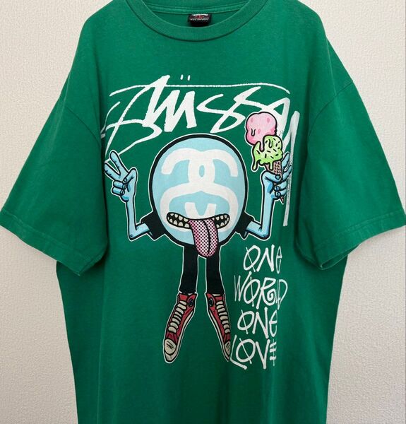 old stussy One World One Love プリントTシャツ オールドステューシー 半袖Tシャツ アイスクリーム